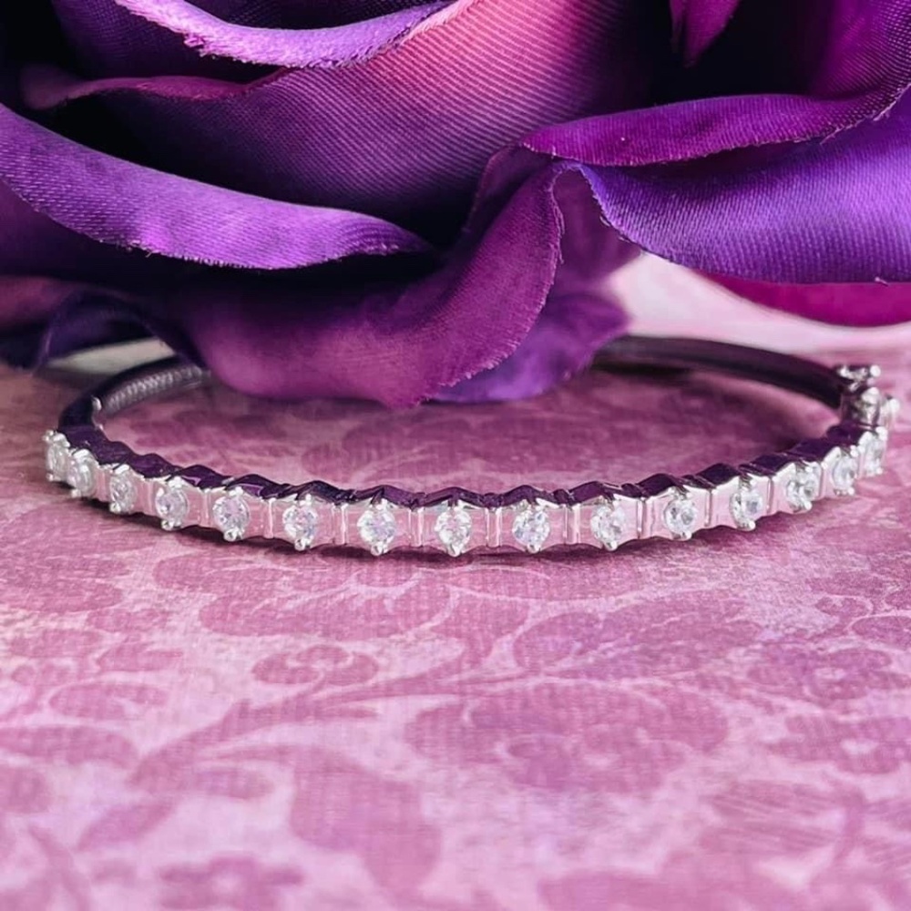 New! Sterling Silver Cubic Zirconia Bangle Bracelet